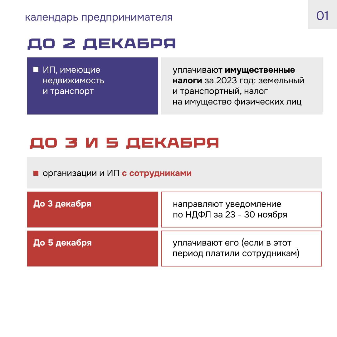 Календарь предпринимателя на декабрь 2024 года.