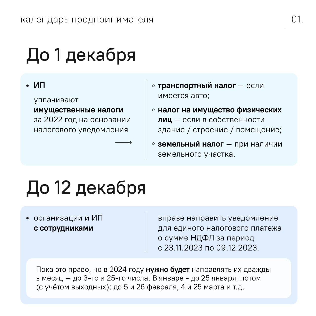 Календарь предпринимателя на декабрь 2023 года.