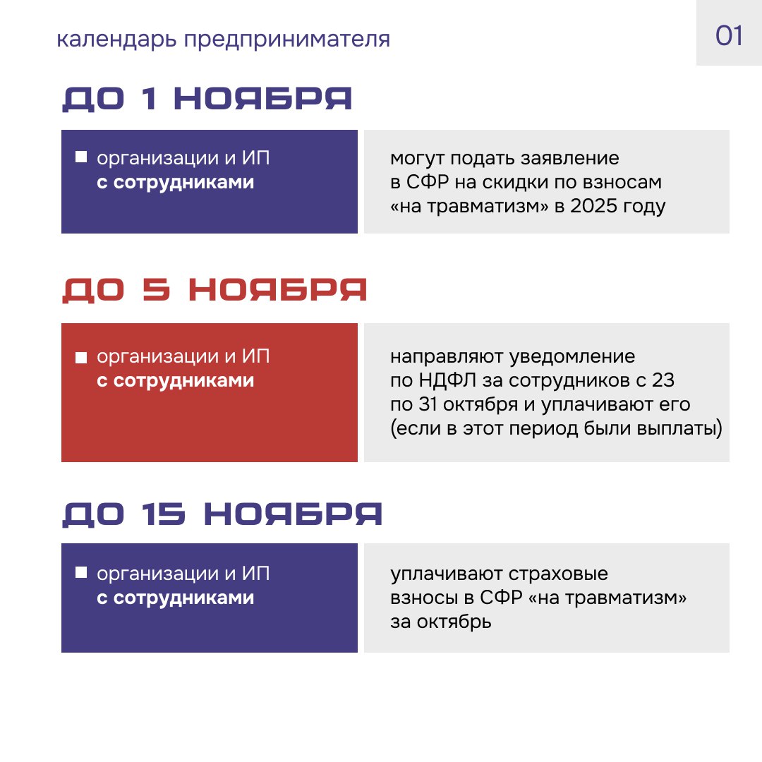 Календарь предпринимателя на ноябрь 2024 года.